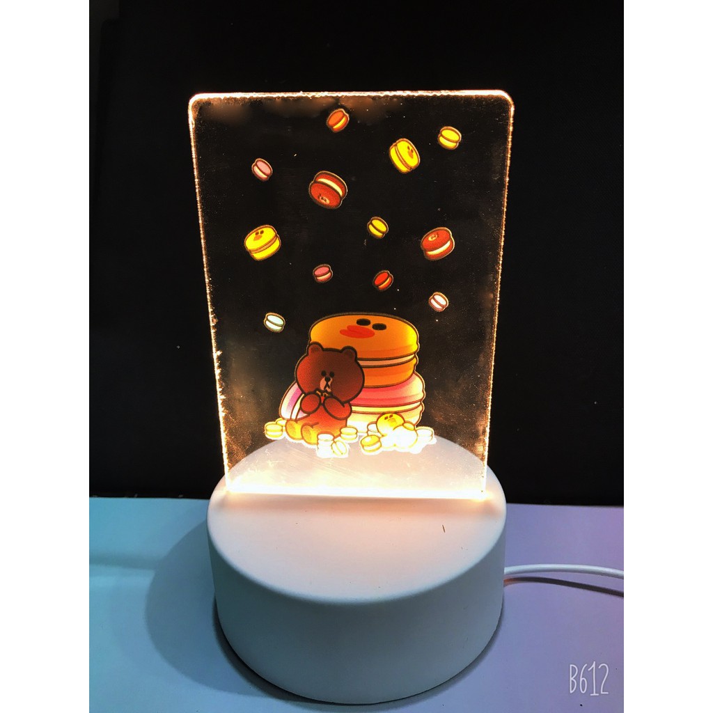 Đèn Led 3D gấu brown thỏ cony vịt sally DLI6 Đèn Ngủ 3D Sáng Tạo cute dễ thương