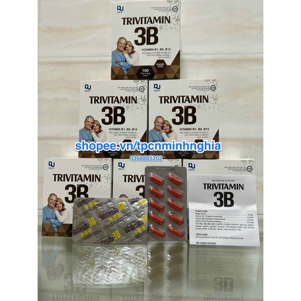 Trivitamin 3B hộp 100 viên nang mềm - Bổ sung vitamin B1- B6 - B12