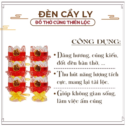 Đèn Cầy Ly Cúng Sen Nở Cao 10cm Cháy Liên Tục 29 Tiếng Đồ Thờ Cúng Thiên Lộc - Combo 6 Ly