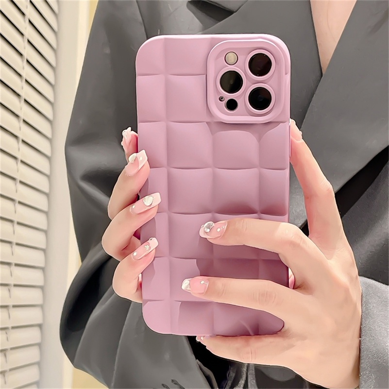 Ốp Điện Thoại Silicon Vuông Màu Trơn Chống Sốc Cho IPhone 13 12 11 Pro Max SE 2020 Xr X Xs Max IPhone 7 8 6 6s Plus 3D