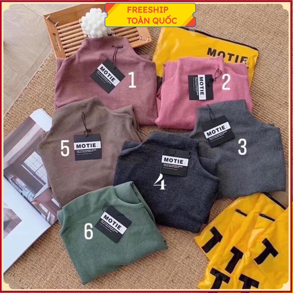 Áo giữ nhiệt nữ FREESHIP Áo Len Cổ Lọ Xuất Nhật MoTie (Túi Zip) .