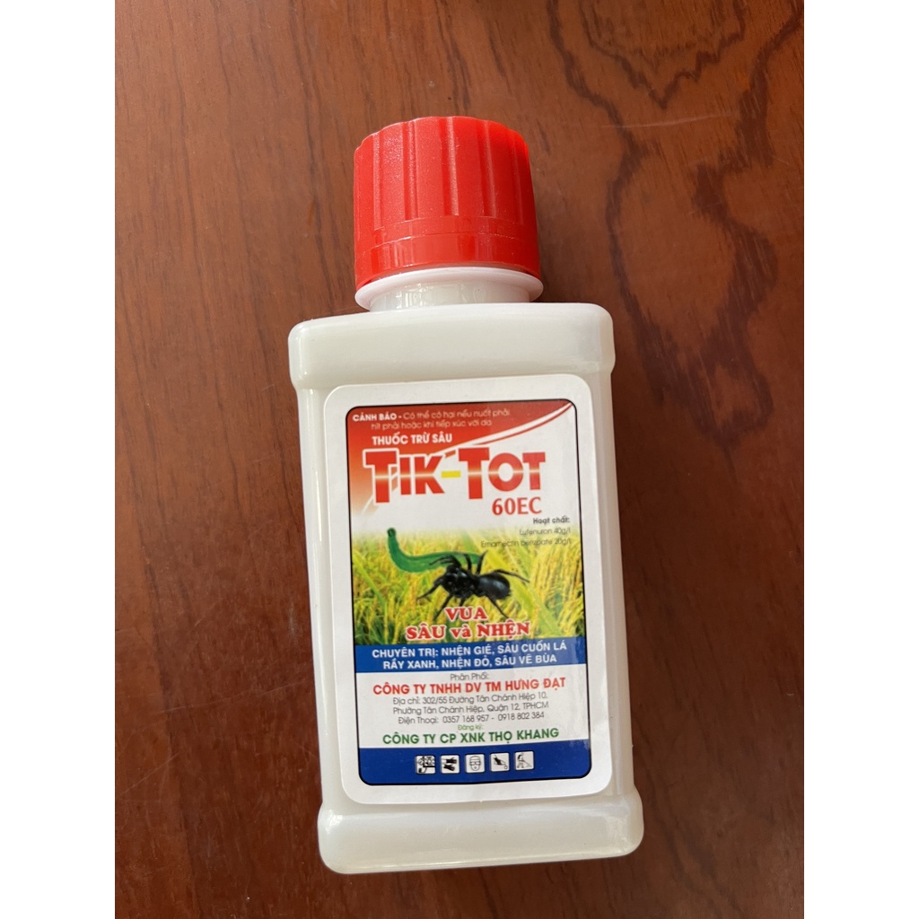 TIKTOT 60EC - Đặc trừ: Nhện gié và sâu cuốn lá chai 100ml