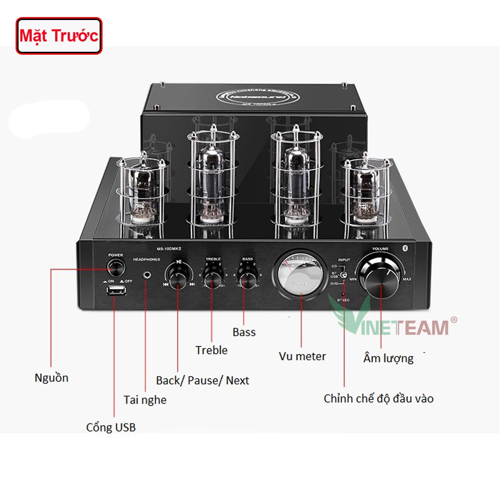 Ampli đèn Nobsound MS10D MKII có Bluetooth - Input cổng quang Optical - Coaxial và Sub - JAout CK TẶNG CÁP AV -DC4595