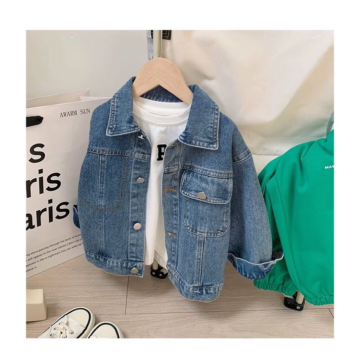 Áo khoác jean denim Hàn Quốc phù hợp bé trai bé gái size 80-120