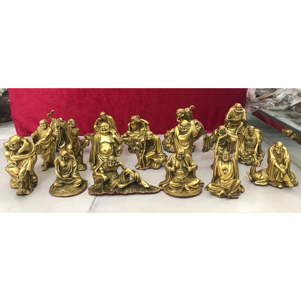 Thập Bát La Hán Tượng 18 vị La Hán Bằng đồng thay nguyên chất. Tượng đồng thờ cúng.
