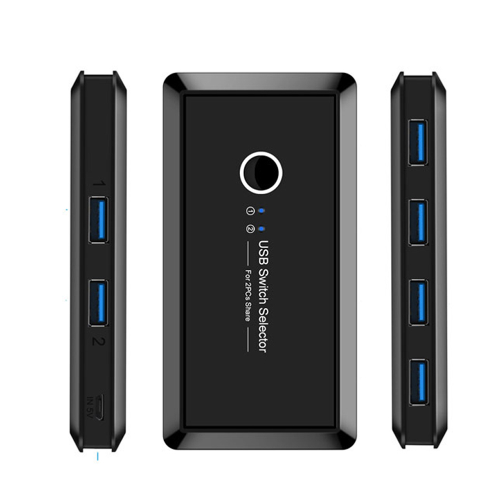 Bộ 2 Thiết Bị Chia 4 Cổng Usb 3.0 Cho Bàn Phím / Chuột Máy Tính Tiện Dụng