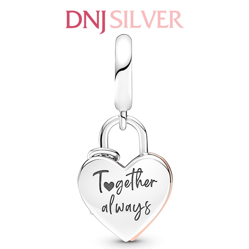 [Hàng cao cấp] Charm bạc 925 cao cấp, hàng chuẩn bạc - Charm Heart Padlock Double thích hợp để mix vòng tay charm