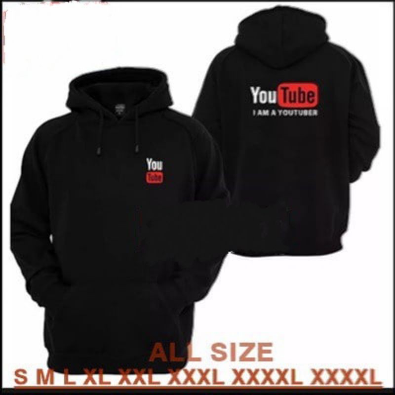 Áo Khoác Hoodie Size Lớn In Chữ Youtube Size S M L Xl Xxl Xxxl Xxxxl Xxxxxl