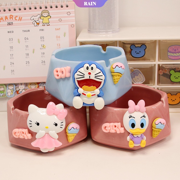 SANRIO Gạt Tàn Thuốc Bằng Sứ Hình Vịt Donald Daisy Hoạt Hình Trang Trí Phòng Khách