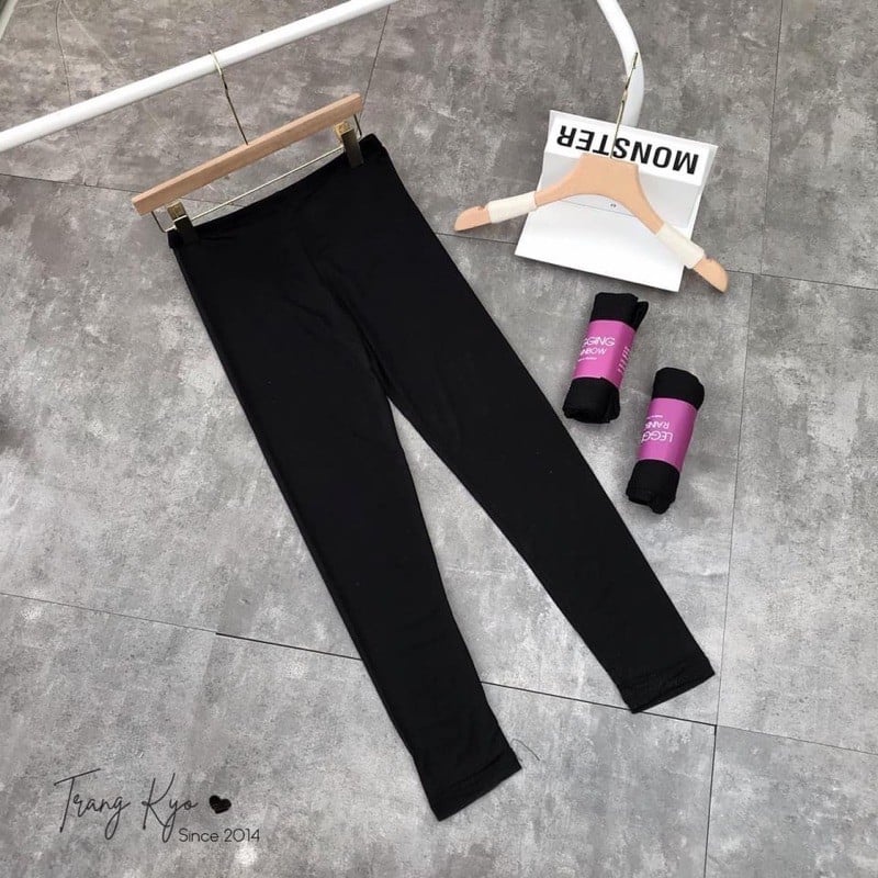 Quần legging lửng ngố đùi nữ cạp chun bản to vải thun màu đen chất dày dặn form biker ôm ngắn LG01