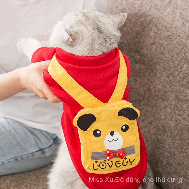 ❤️MISS XU❤️Mèo Quần Áo Mùa Xuân Ấm Áp Hai Chân Áo Len Teddy 