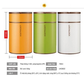 🍒🍒bình cháo giữ nhiệt 750ml lock&lock - lhc8022