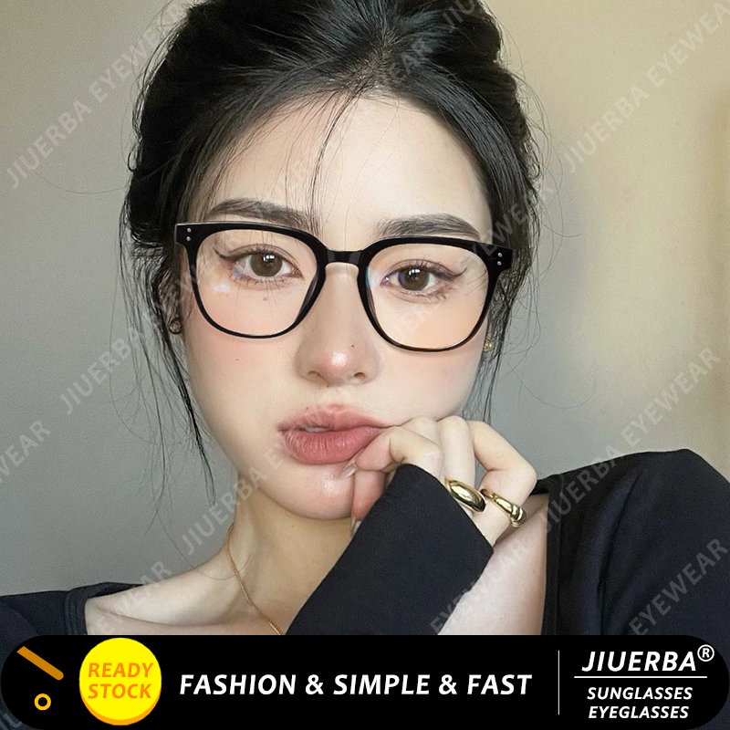 (JIUERBA) Kính Mát Gọng Vuông Màu Đen Chống Bức Xạ Chống Ánh Sáng Xanh Thời Trang Hàn Quốc