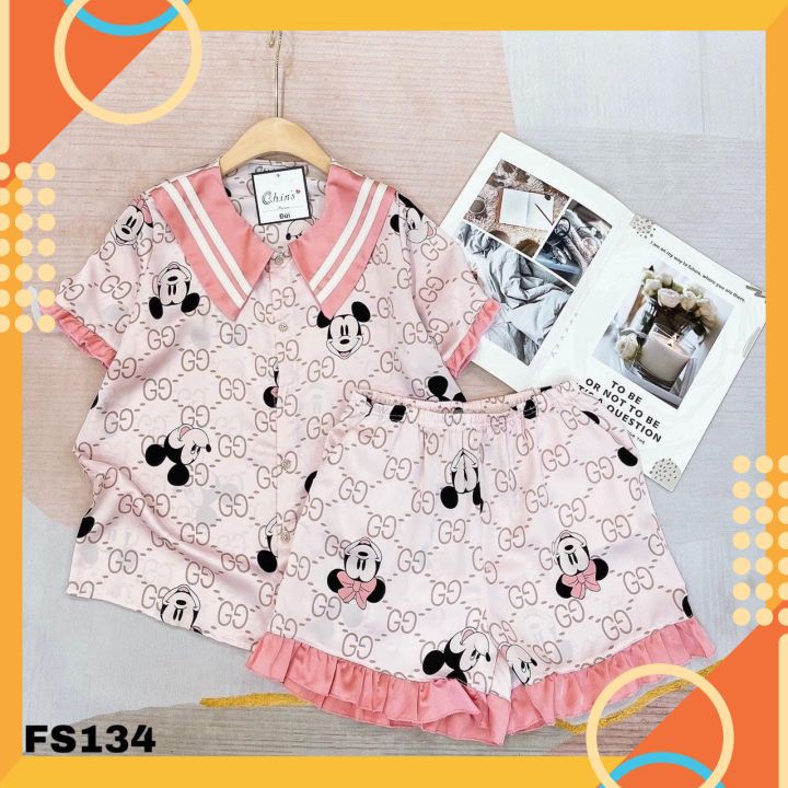 Bộ Pijama Nữ 🍀NGON RẺ🍀 bộ tay cộc quần đùi, chất liệu SATIN cao cấp chuẩn mác CHIN xịn xò cho chị em