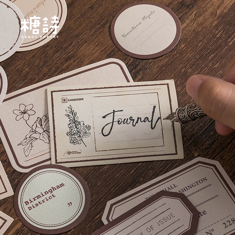 Bộ 50 Miếng Dán Trang Trí Sổ Tay Phong Cách Vintage Độc Đáo Diy