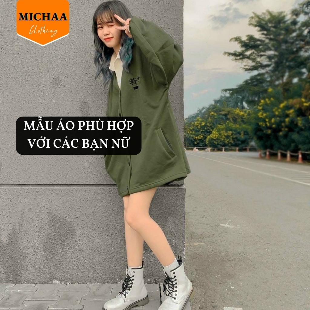 Áo Khoác Nỉ Cardigan Chữ Hàn Thêu Nam Nữ Ulzzang Unisex Kiểu Form Rộng - MICHAA