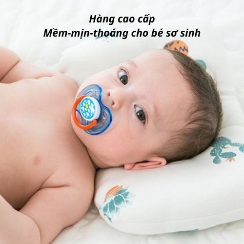 Gối bông cho bé sơ sinh Cao Cấp siêu mềm chống bẹp đầu, giúp bé ngủ ngon sâu giấc TiTi Shop