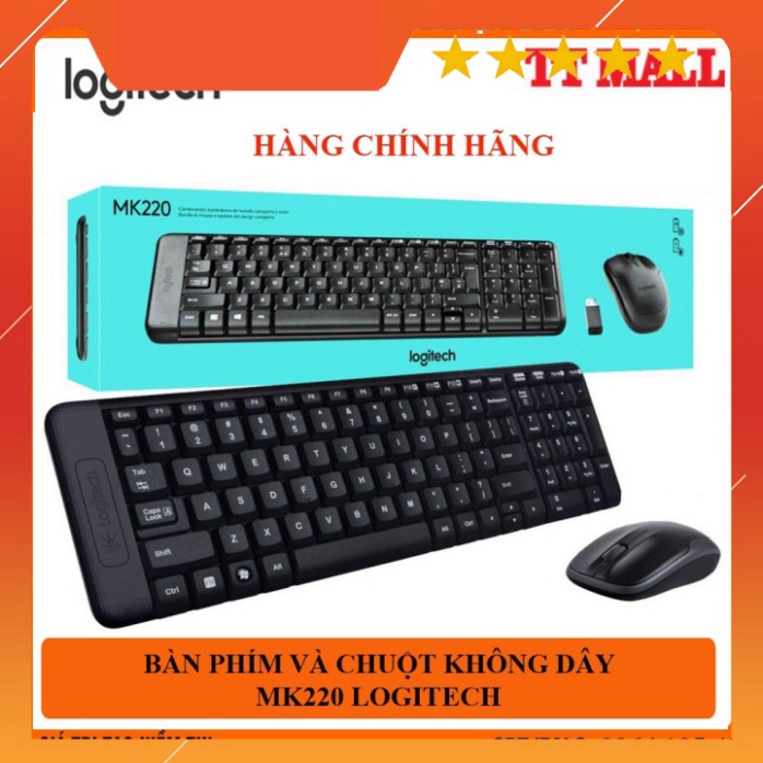 BÀN PHÍM VÀ CHUỘT KHÔNG DÂY MK220 LOGITECH- HÀNG CHÍNH HÃNG BẢO HÀNH 3 NĂM
