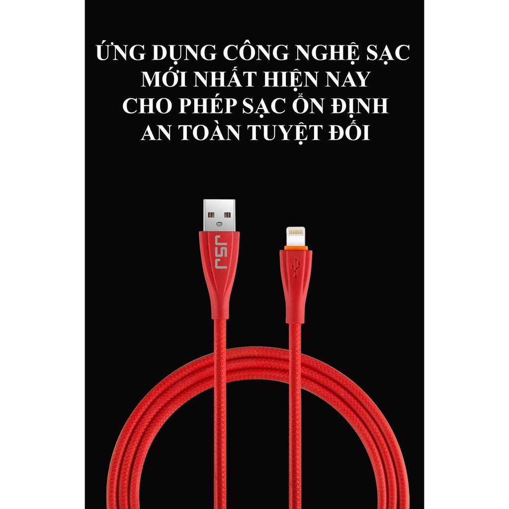 Cáp sạc nhanh Lightning 2.0A JSJ USB-232B dài 1m sử dụng chất liệu vải dù , ứng dụng công nghệ sac mới nhất