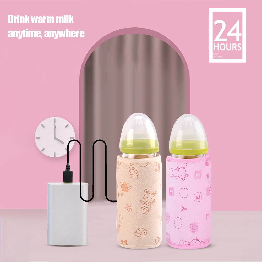 Bình giữ nhiệt làm ấm cho bình sữa em bé có cổng cắm USB dành cho đi du lịch