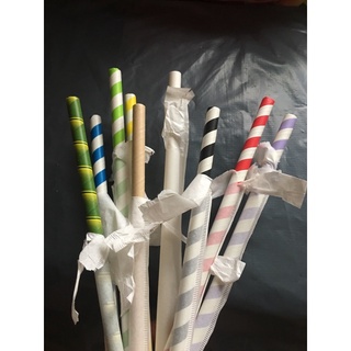 Ống hút giấy phi 8 bọc màng nhiều màu dài 21cm