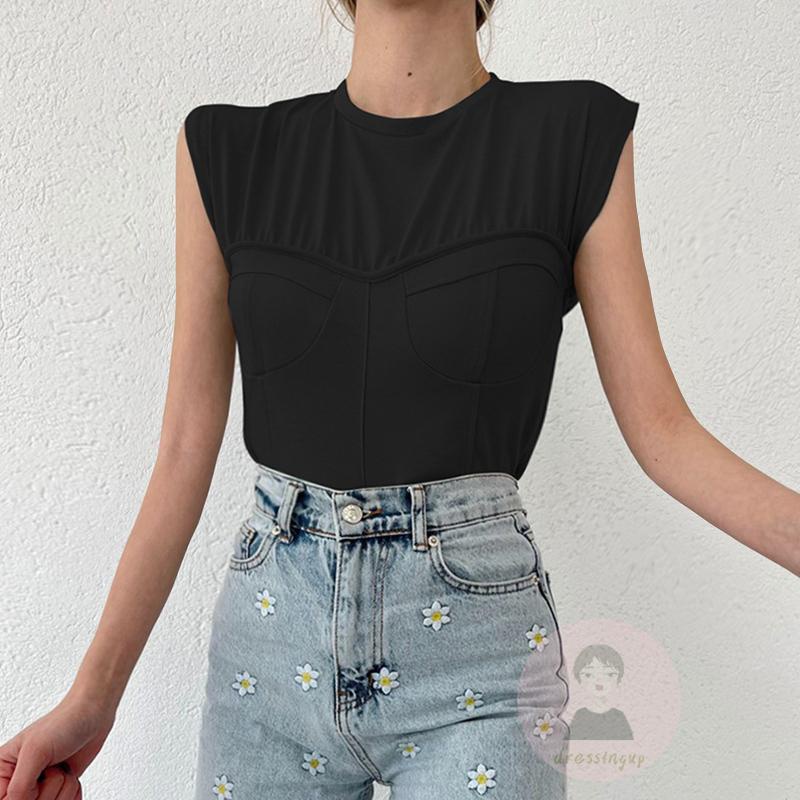 Áo Ba Lỗ Ôm Dáng Màu Trơn Phối Màu Đen/Trắng/ Khaki