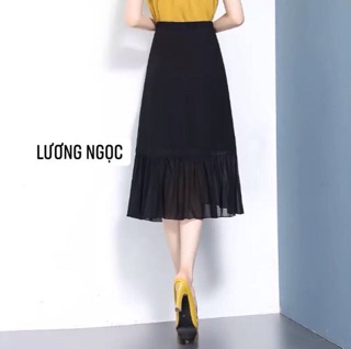 Chân váy chữ a phối voan