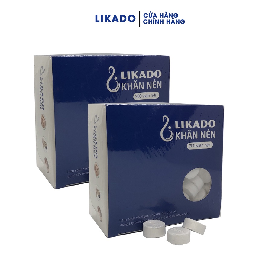 Khăn giấy nén dạng viên trần LIKADO hộp 200 viên (set 2 hộp)