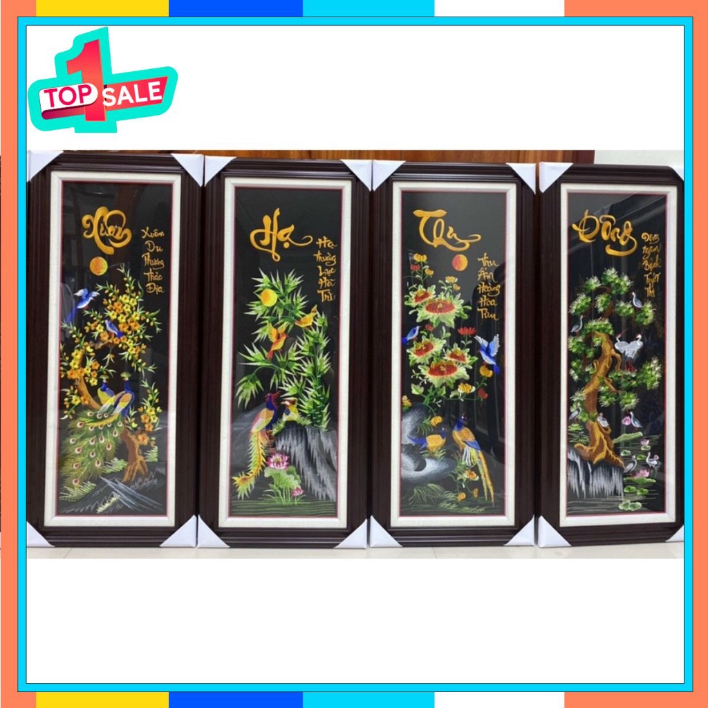 Tranh thêu XUÂN HẠ THU ĐÔNG