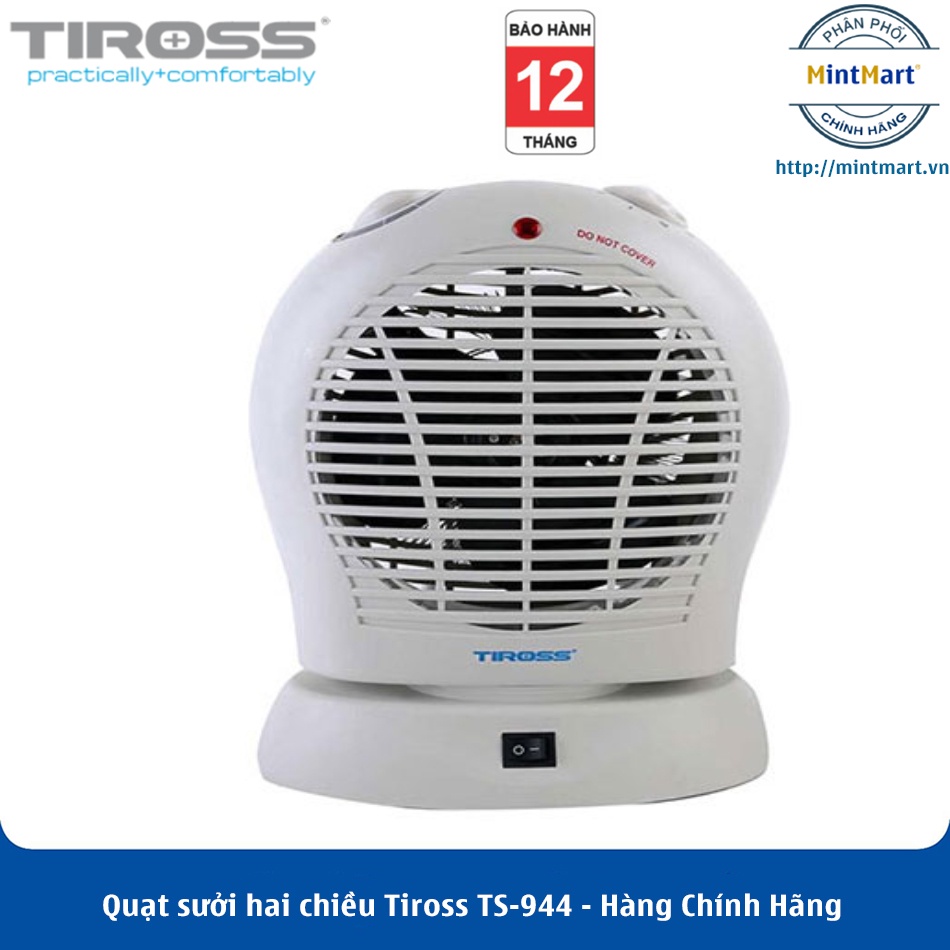 Quạt sưởi Tiross TS944 có chế độ an toàn tự ngắt khi bị đổ, 2 chiều