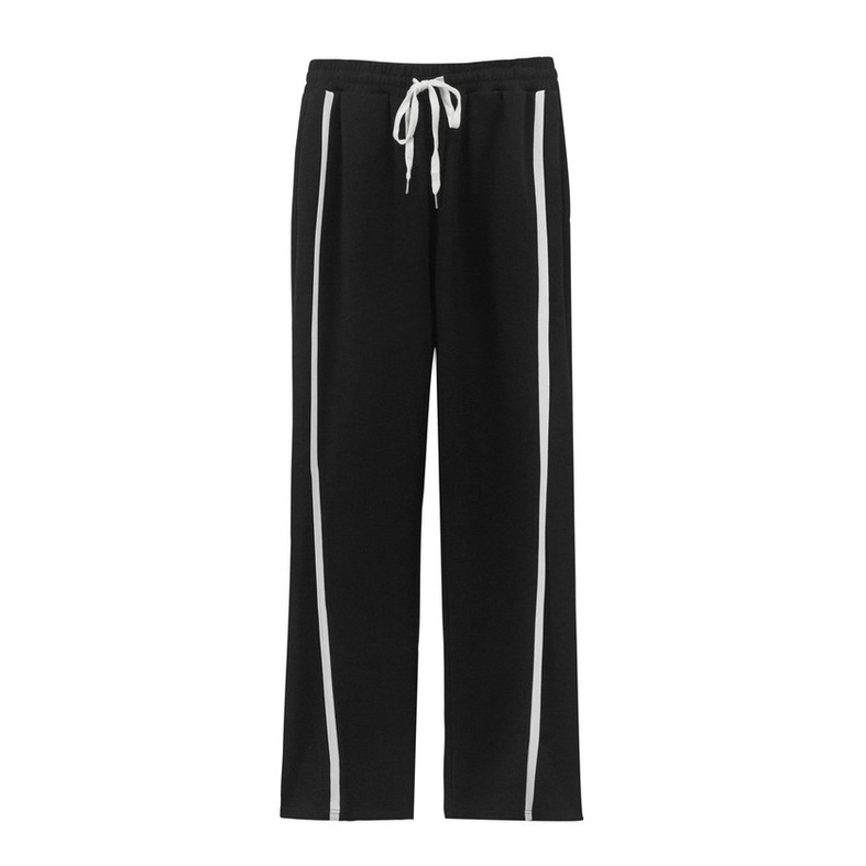 Quần ống rộng nữ ALALA thể thao 1 sọc chéo, quần dài nữ ống suông cạp chun cao có dây rút unisex