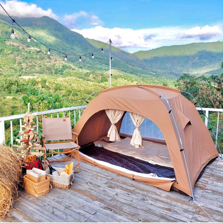 Lều cắm trại campout dã ngoại cắm trại lều 4 người vải canvas chống thấm,nóng A260