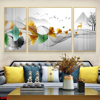 Tranh treo tường bộ 3 bức pha lê tráng gương trang trí decor nội thất mã TAHD9922