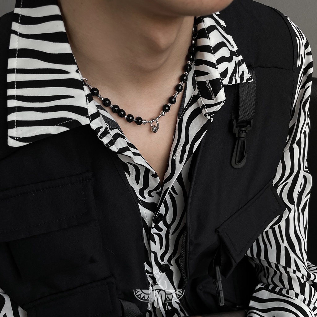 Vòng cổ Chuỗi Hạt Đen Thiết Kế Đơn Giản Thời Trang Mới 2022 Cho Nam