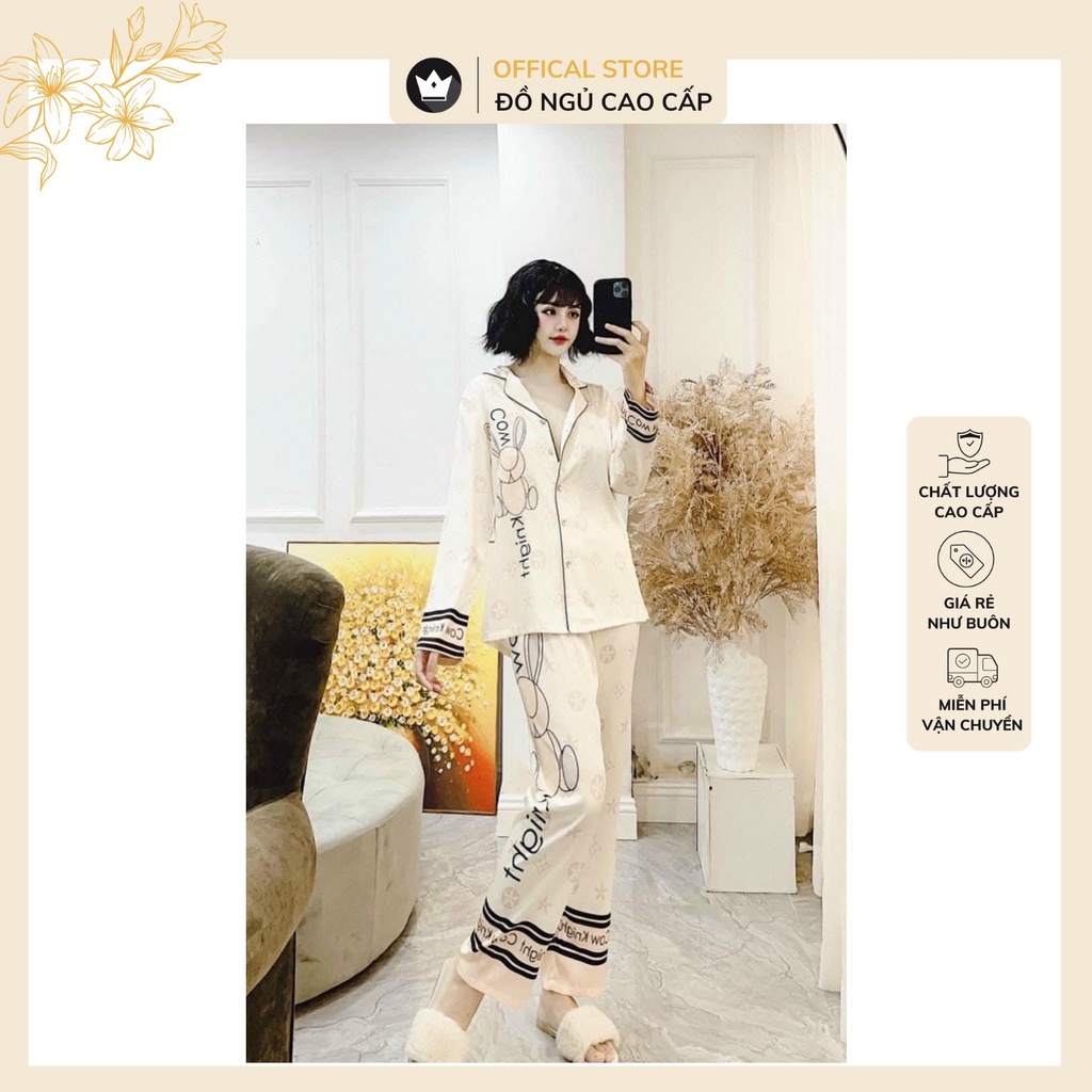 Bộ đồ ngủ lụa Thỏ họa tiết Cao Cấp -Vài lụa cao cấp thiết kế trẻ trung,chất liệu mát lịm | BigBuy360 - bigbuy360.vn
