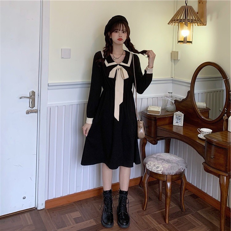 [ Mã FAMAYWA2 giảm 10K đơn 50K] (New) VÁY MAXI NỮ THẮT NƠ PHỐI TAY Ulzzang - ĐẦM POLO CỔ BẺ THỦY THỦ TRẮNG ĐEN | BigBuy360 - bigbuy360.vn