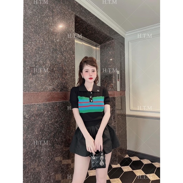 Áo len mongtoghi polo pha kẻ siêu xinh