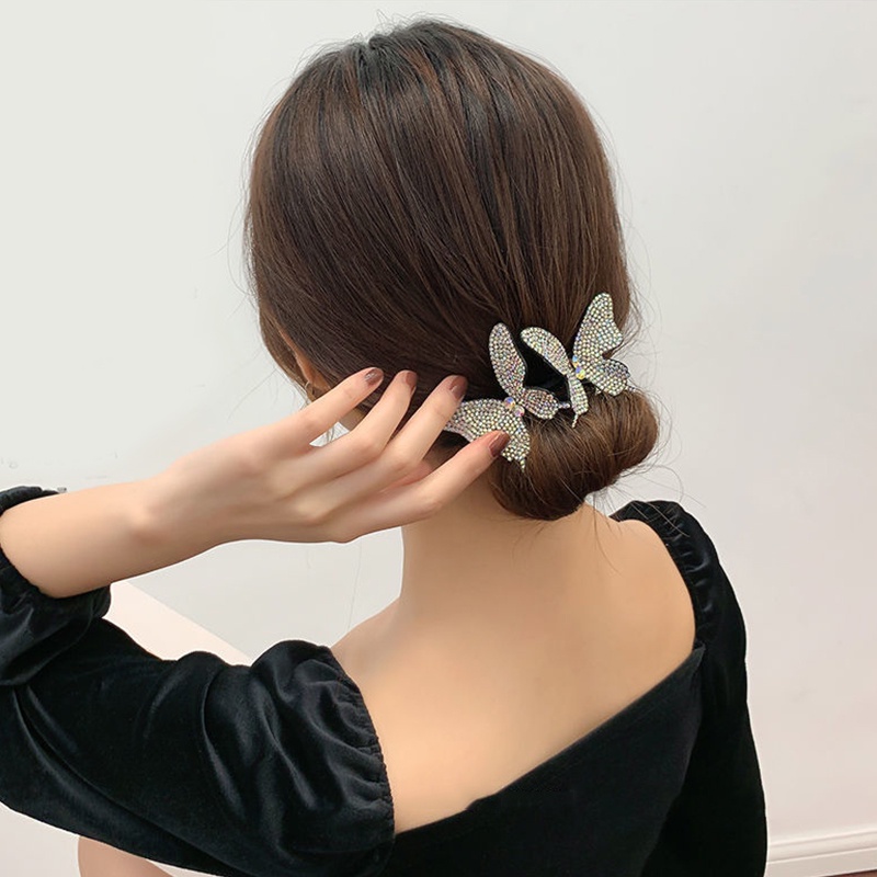 Kẹp Tóc Hình Bướm Đính Kim Sa Lấp Lánh Thời Trang Cho Nữ