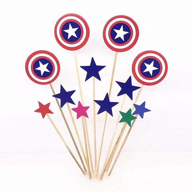 Phụ Kiện Trang Trí Bánh Kem Hình Avengers Captain America / Superman / Hello Kitty / Mickey Minnie