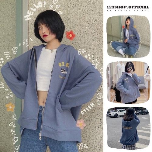 Áo Khoác Hoodie nam nữ Chống Bụi 123SHOP In Hình PUPPY Nỉ Form Rộng Có Dây Kéo Unisex Ulzzang