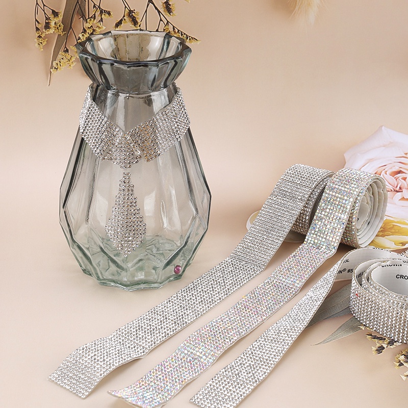 Cuộn Dây Ruy Băng Tự Dính Đính Đá Pha Lê Dùng Trang Trí Xe Hơi DIY