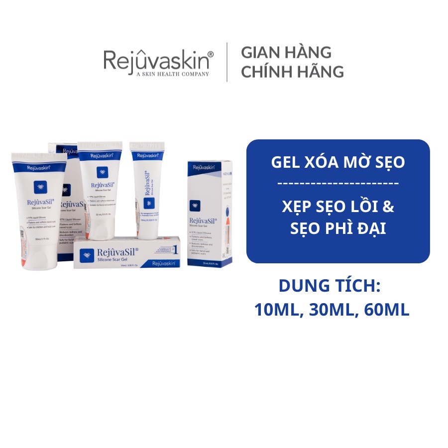 Gel ngăn ngừa sẹo và làm xẹp sẹo lồi, sẹo phì đại Rejuvaskin Rejuvasil 10ml, 15ml, 30ml