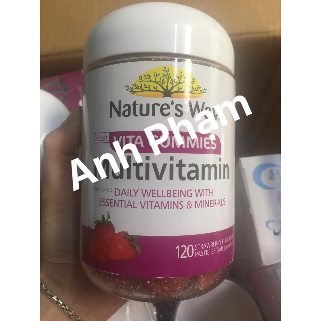 KẸO DẺO BỔ SUNG VITAMIN VÀ KHOÁNG CHẤT CHO NGƯỜI LỚN NATURE'S WAY VITA GUMMIES MULTIVITAMIN 120V MIX STRAWBERRY