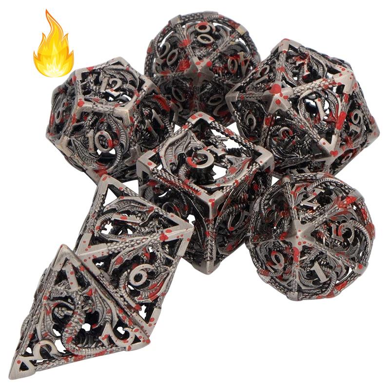 Bộ Xúc Xắc Bằng Kim Loại Polyhedral Sử Dụng Cho MTG Pathfinder D and D20 D12 D10 D8 D6 D4