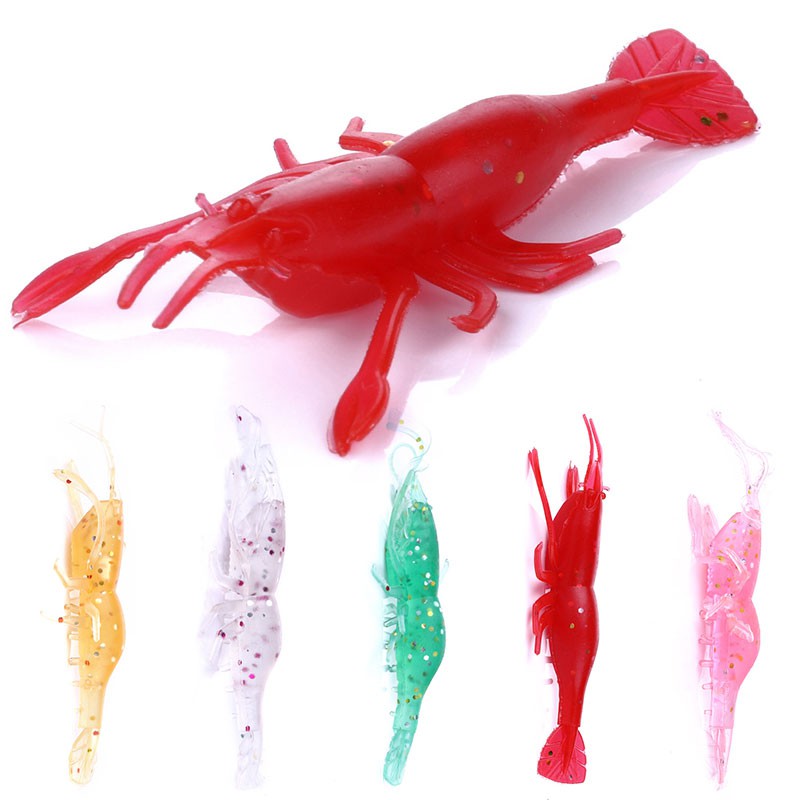 Bộ 5 mồi giả câu cá hình tôm kích thước 8cm hãng HENGJIA