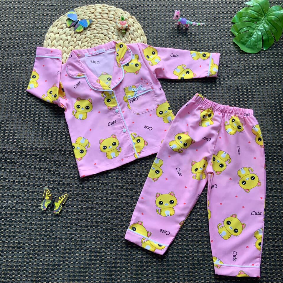 Bộ quần áo PIJAMA dài tay hình chú mèo Doremon cho bé trai, bé gái (10~30kg)