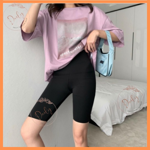 Quần Legging Nữ Đùi Biker Short Nâng Mông Cạp Cao Chất Cotton 100% Siêu Co Dãn Thoải Mái