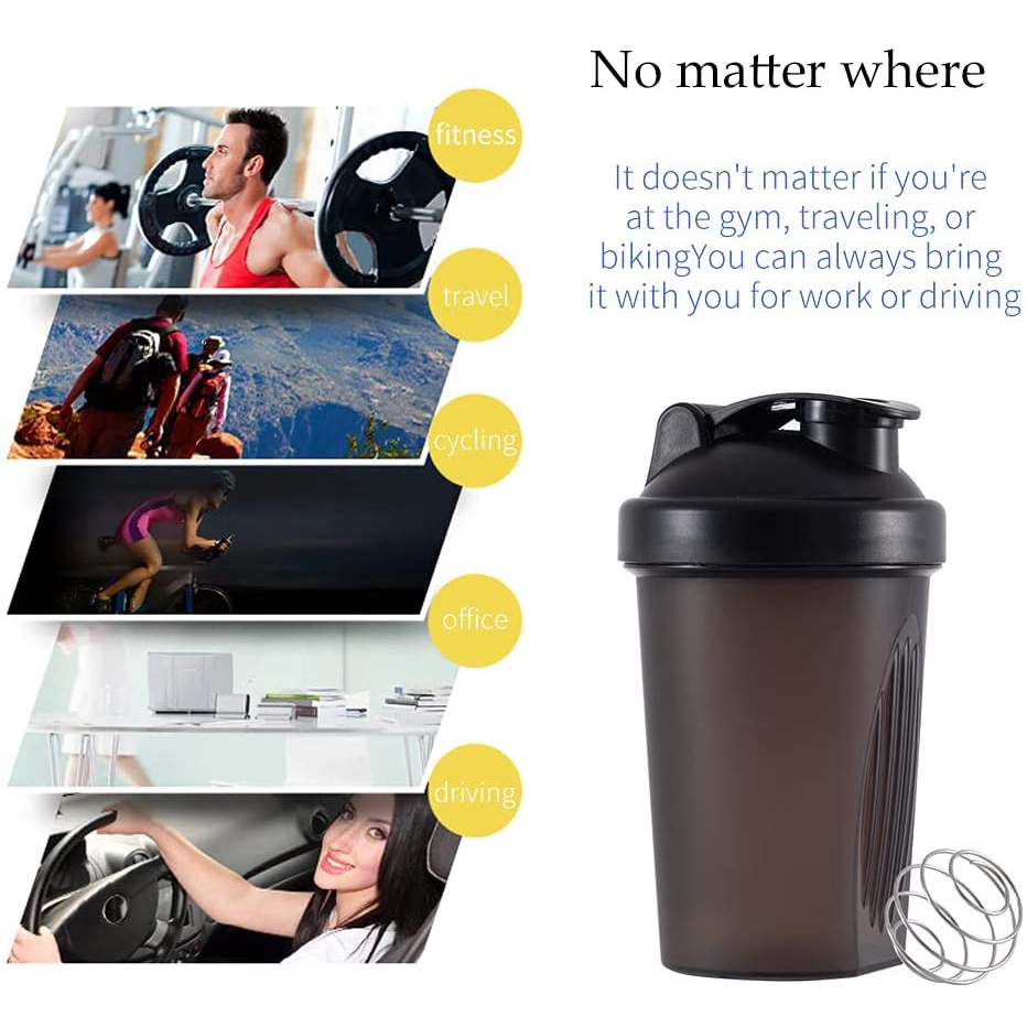 Bình lắc pha đồ uống thể thao 400ml khuấy bột protein váng sữa bằng nhựa nhỏ gọn ngoài trời