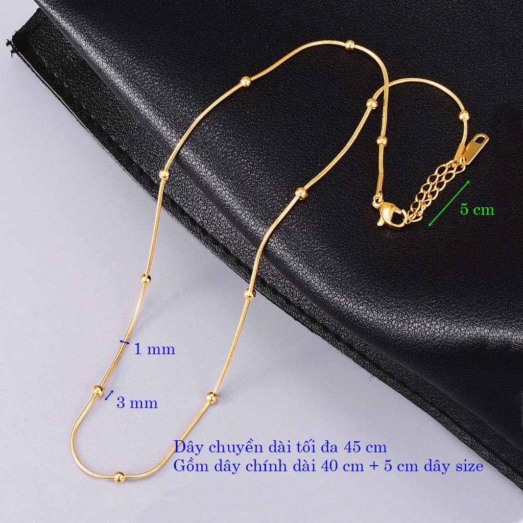 Dây chuyền titan nữ trơn mềm mại bi tròn cá tính không đen gỉ