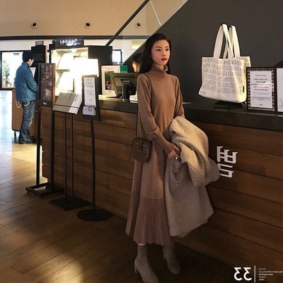 Đầm sweater dáng rộng dài qua gối tay dài thời trang thu đông sành điệu